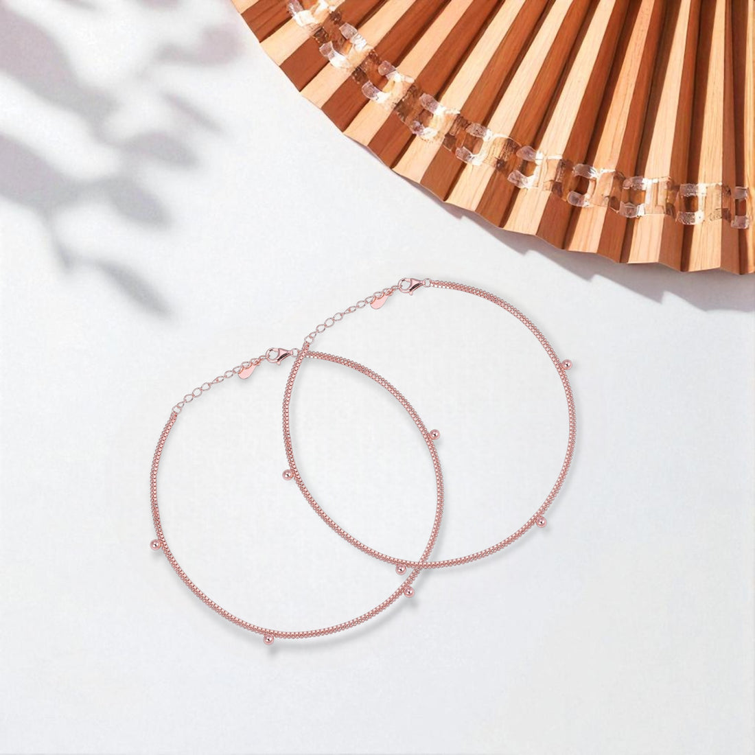 925 Sterling Silver Rose Gold Whispering Celestial Layer Anklets For Women
