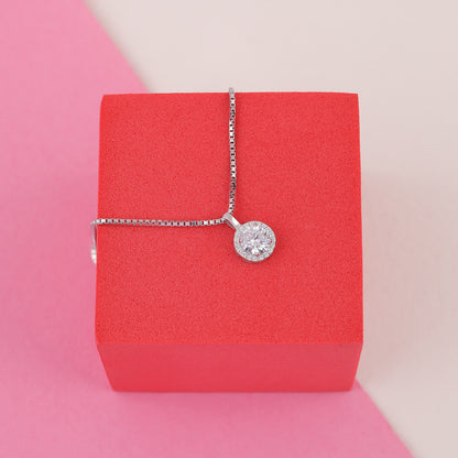925 Sterling Silver April Month Circle Diamond Pendant Chain, Earrings, and Ring For Women