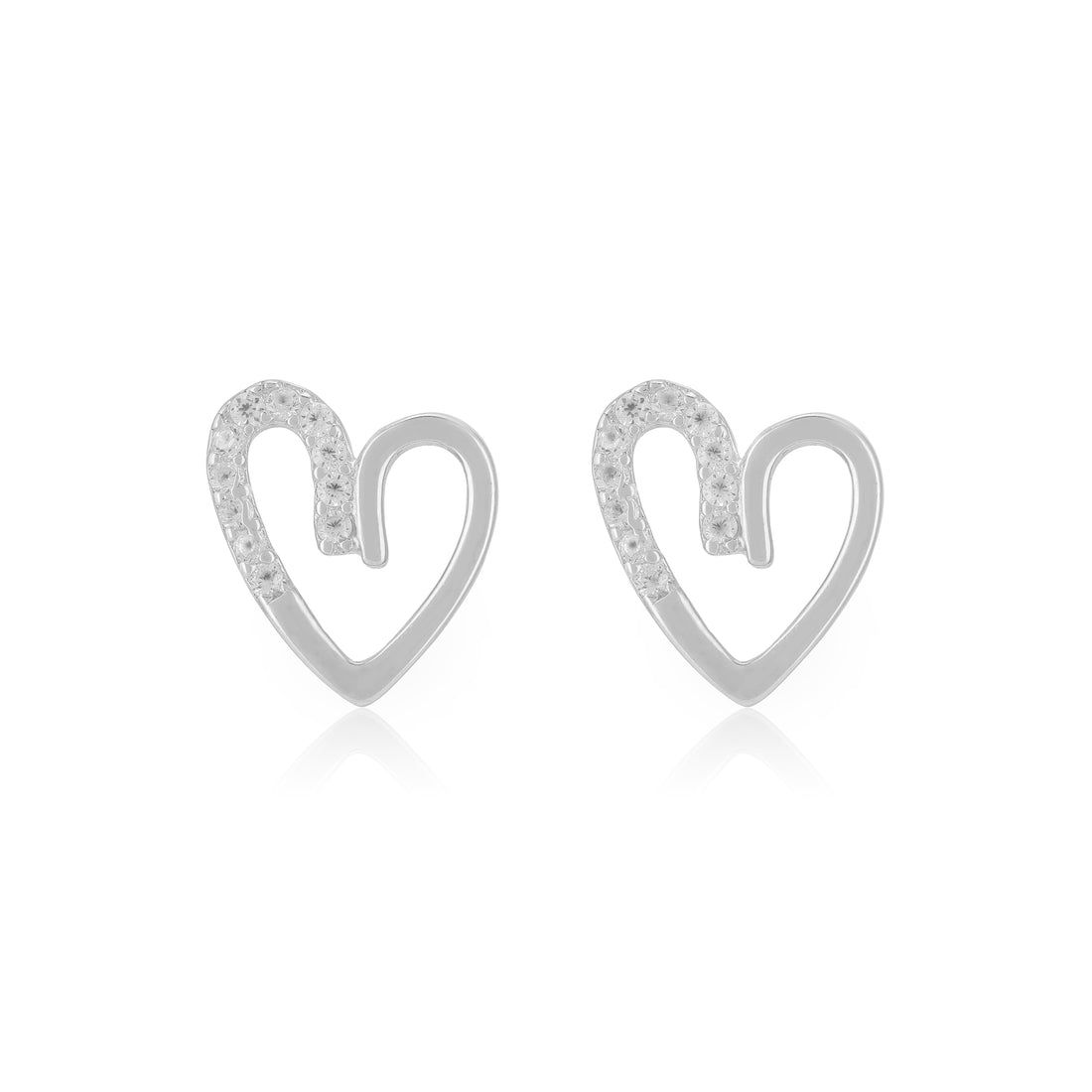 925 Sterling Silver Asymmetric Heart Stone Earrings for Women