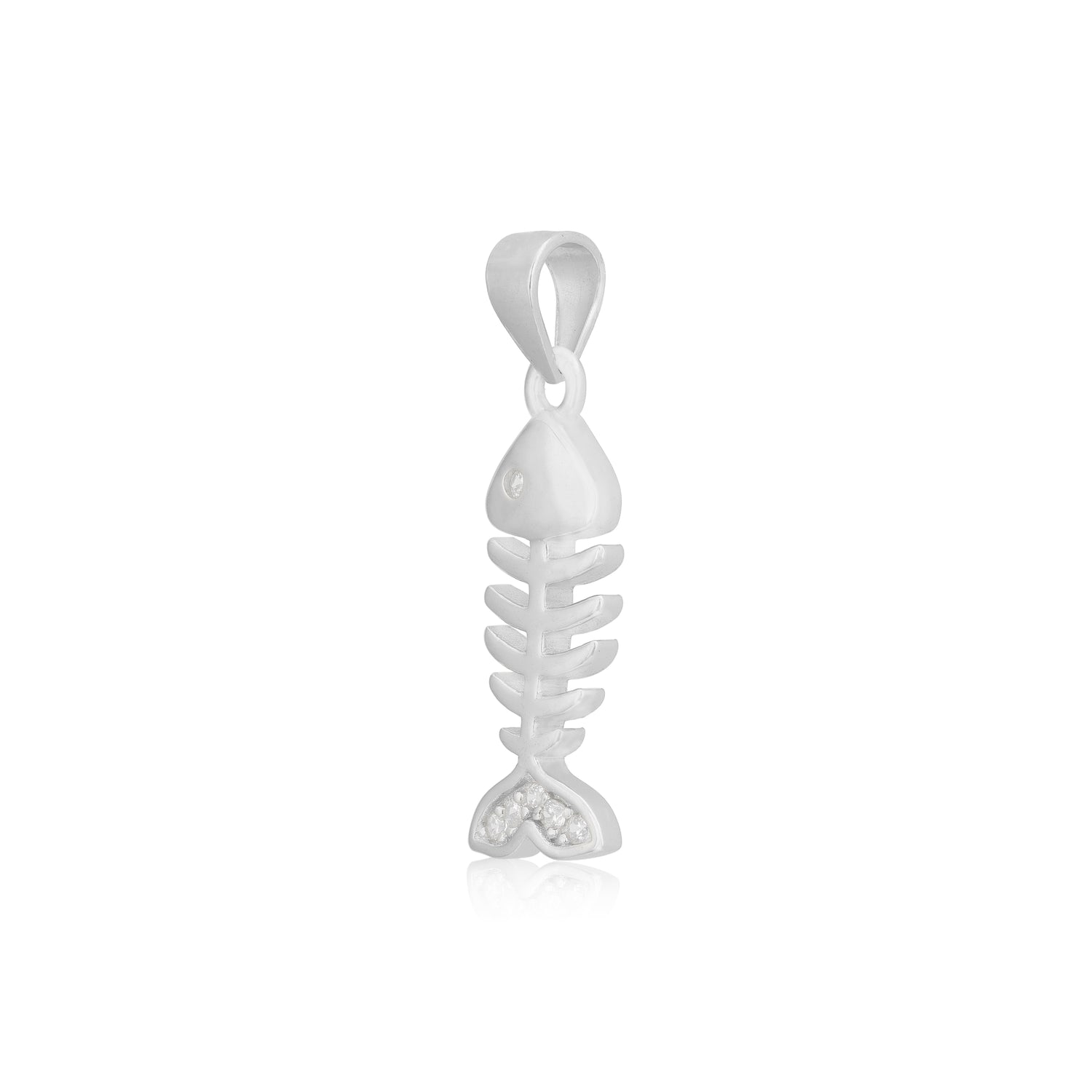 925 Sterling Silver Fish Bone Rhodium Pendants For Women