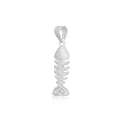 925 Sterling Silver Fish Bone Rhodium Pendants For Women
