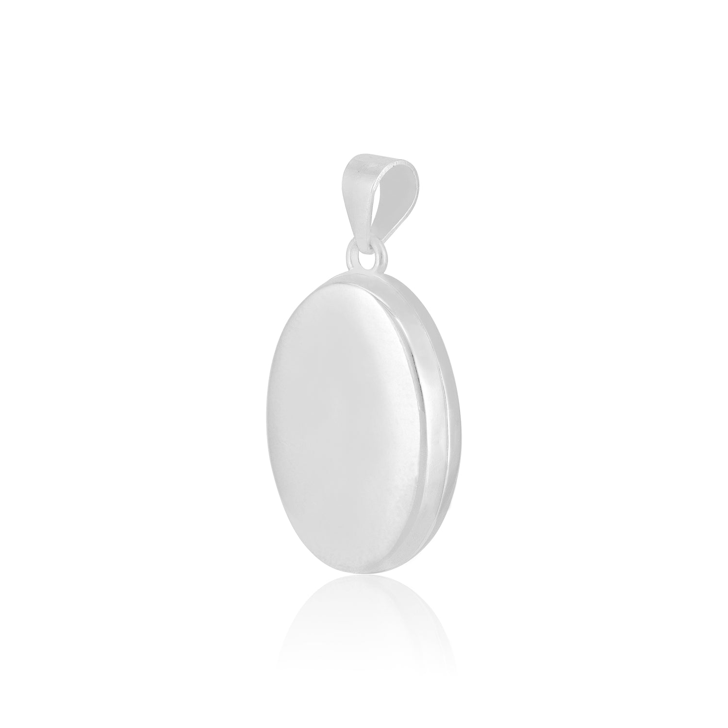 925 Sterling Silver Forever Yours Oval Rhodium Plated Pendant