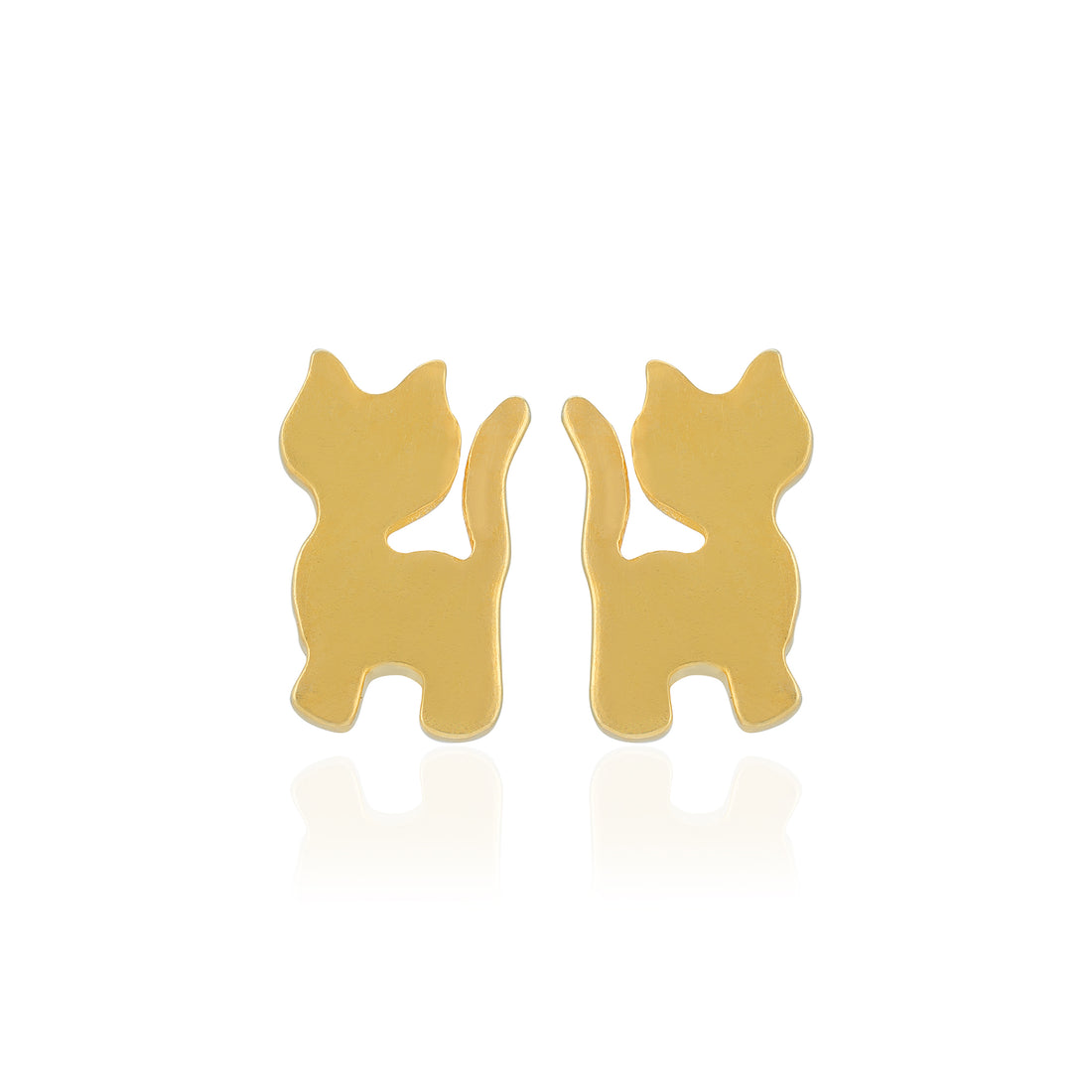 925 Sterling Silver Gold Plated Kitty Cat Earrings For Kids