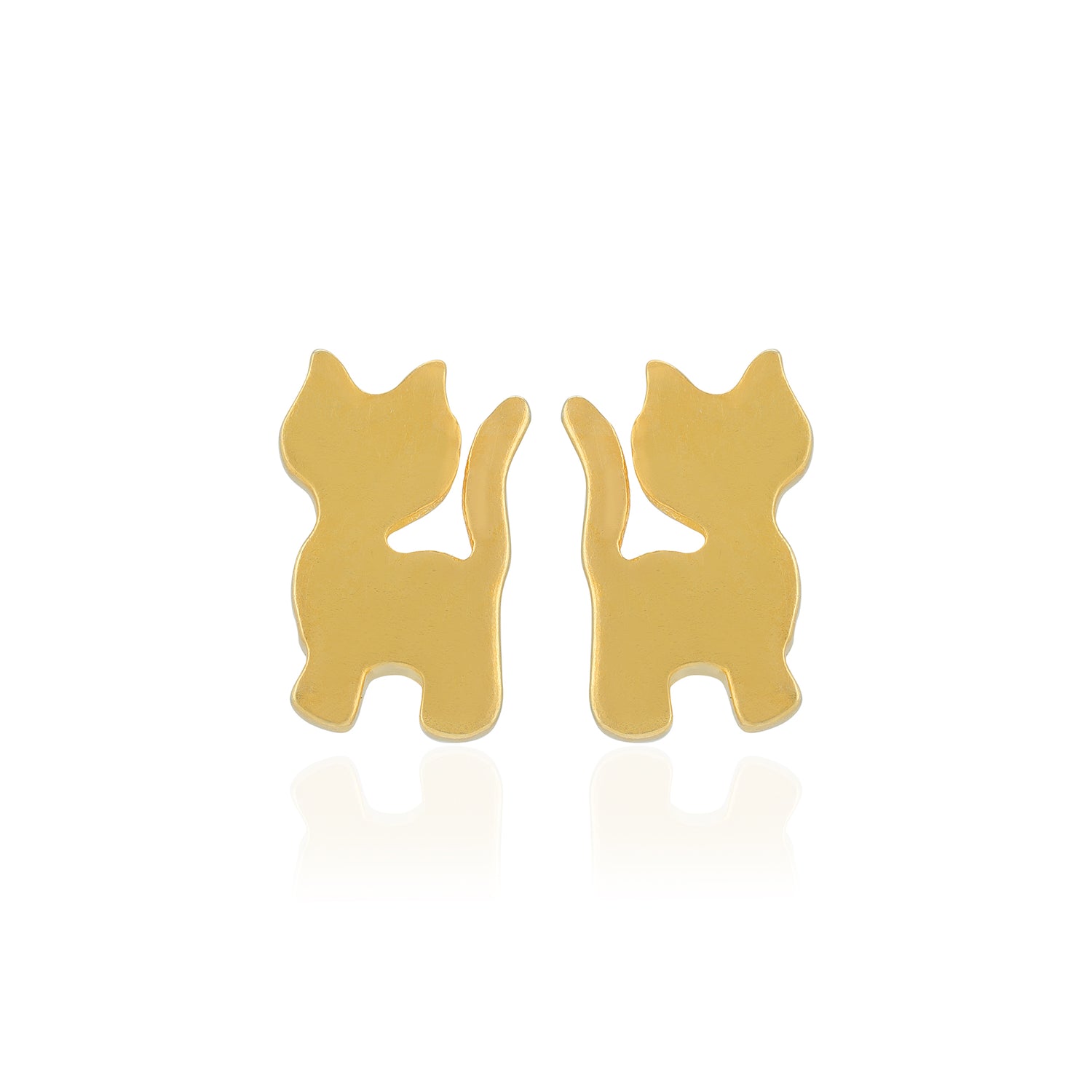 925 Sterling Silver Gold Plated Kitty Cat Earrings For Kids