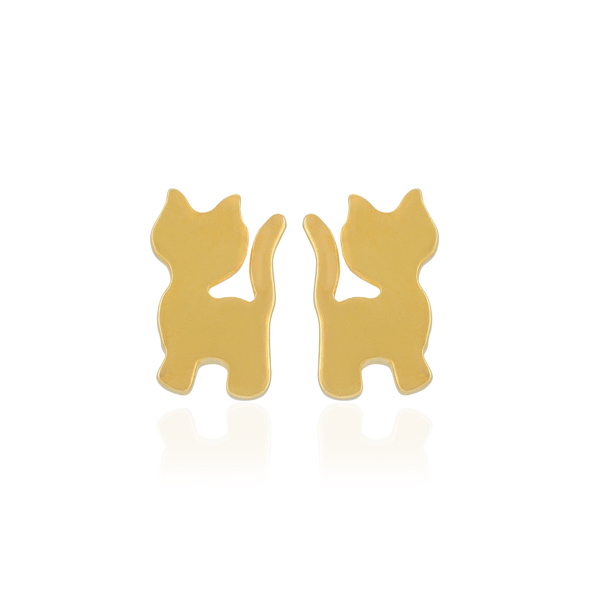 925 Sterling Silver Gold Plated Kitty Cat Earrings For Kids