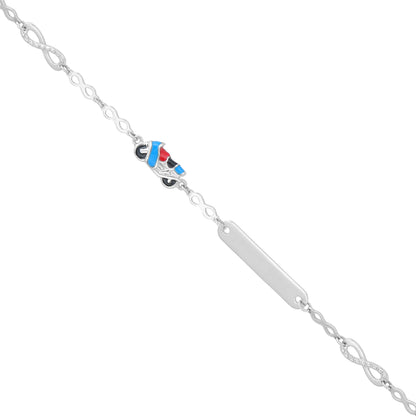 925 Sterling Silver Little Rider Charm Rhodium Plated Engravable Bracelet