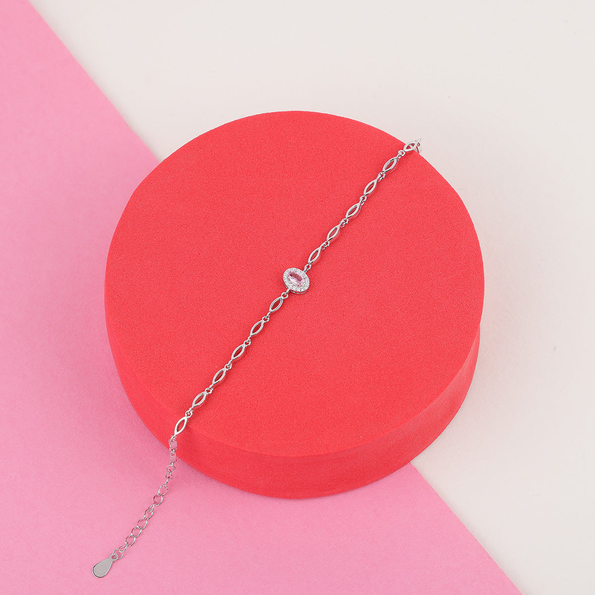 925 Sterling Silver October  Month Oval Pink Tourmaline Pendant Chain, Earrings, and Ring For Women
