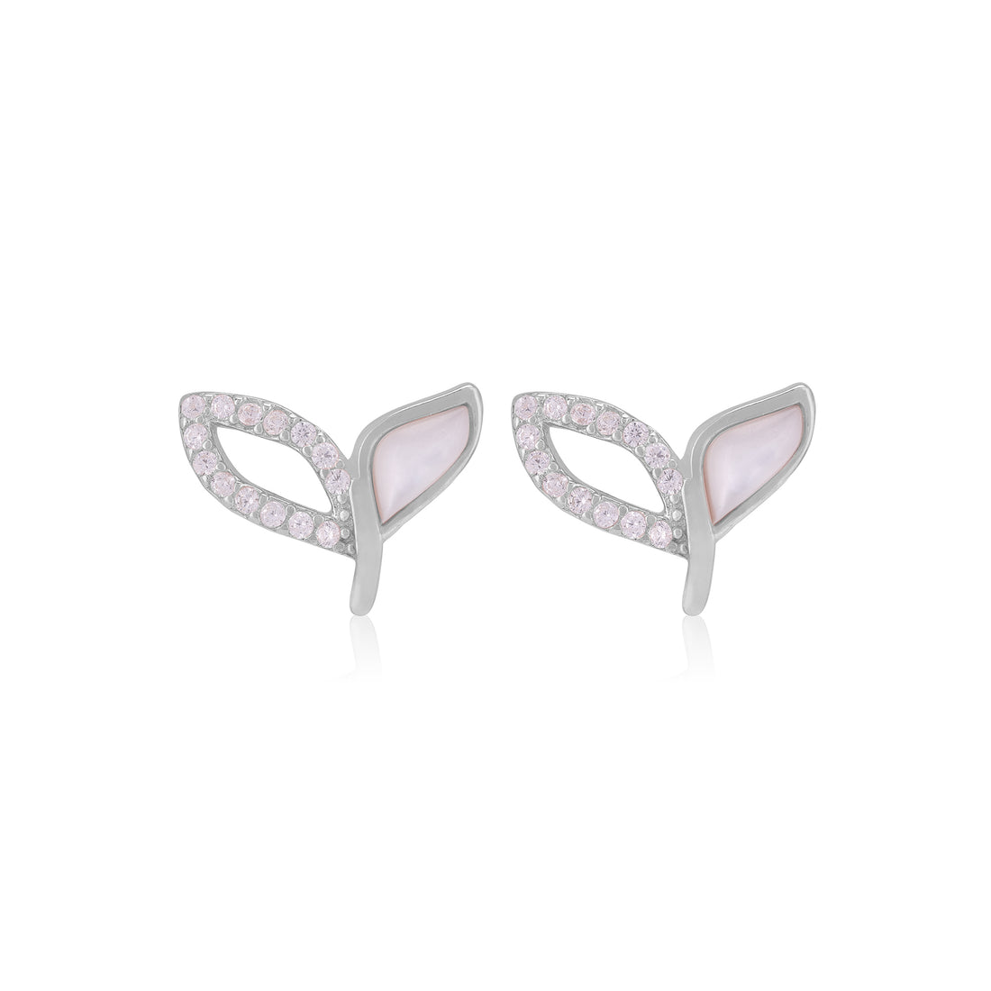 925 Sterling Silver Paired Leaf Earrings For Women