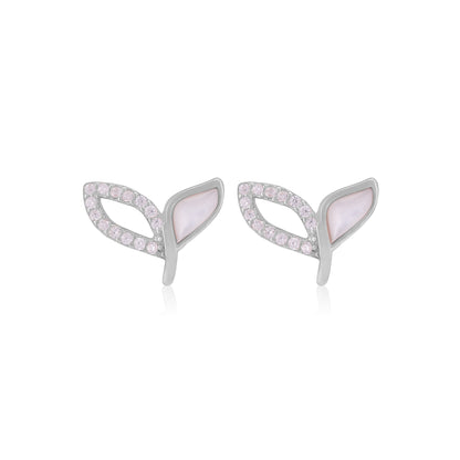 925 Sterling Silver Paired Leaf Earrings For Women