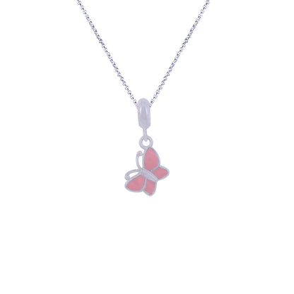 925 Sterling Silver Peach Wings Rhodium Plated Pendant For Kids