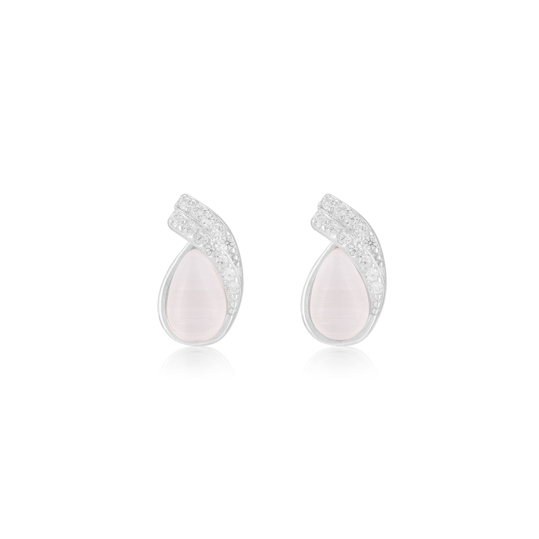 925 Sterling Silver Pear Shaped Pearl Accent Stone Earrings For Women