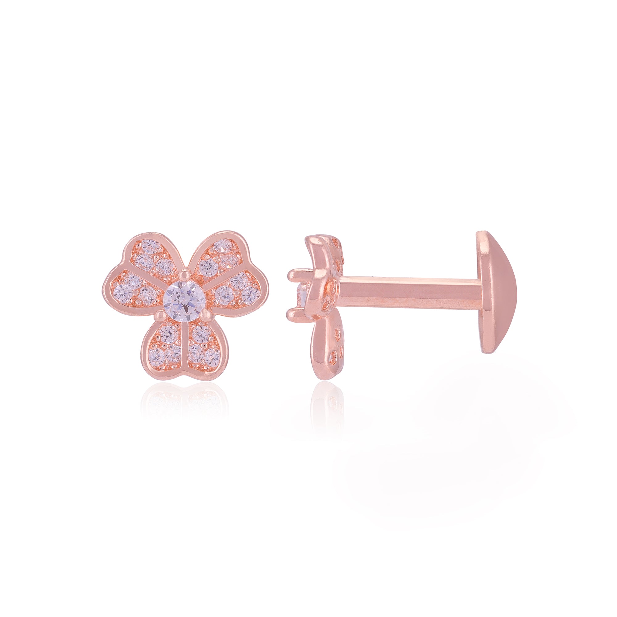 925 Sterling Silver Petal Heart Earrings for Women
