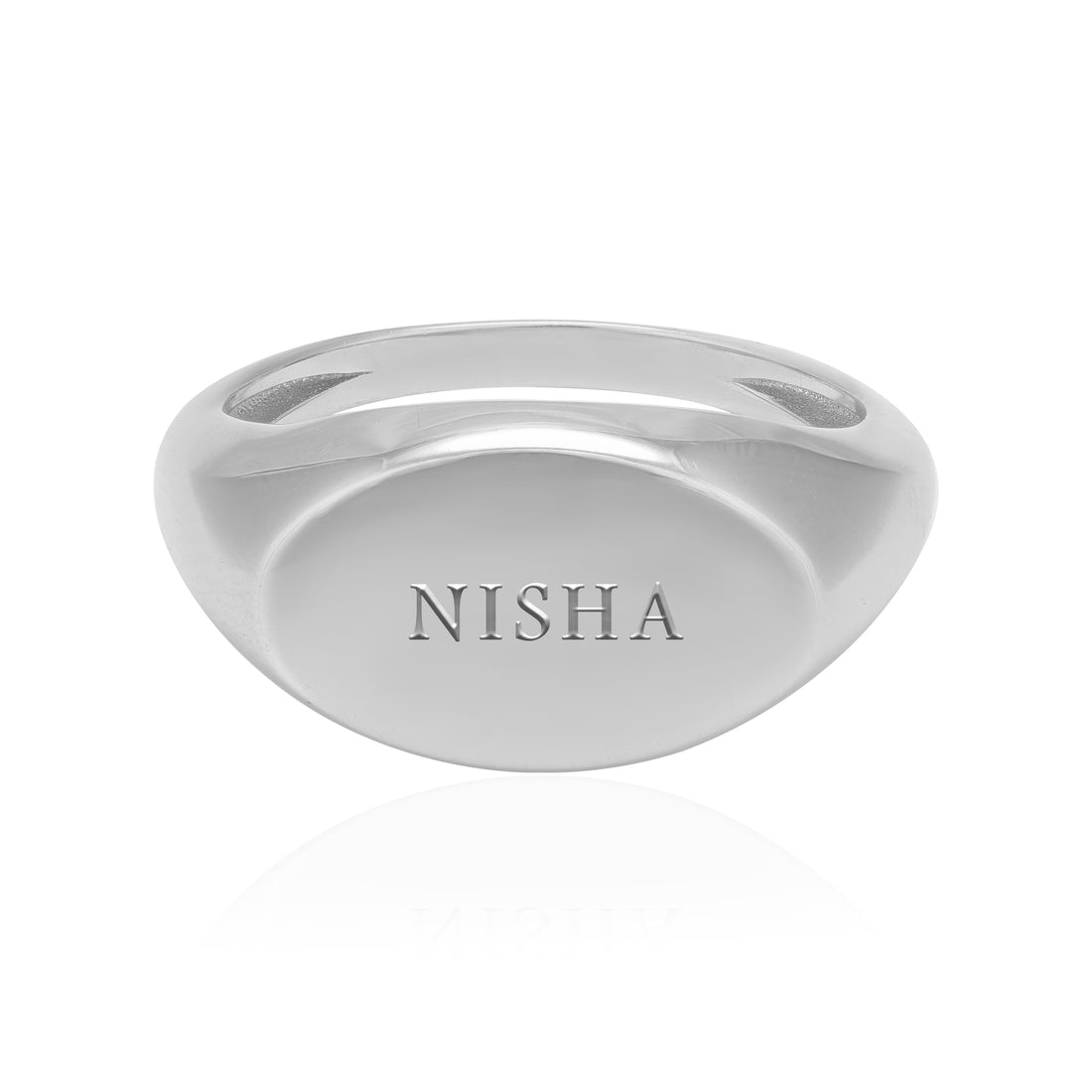 925 Sterling Silver Rhodium Oblong Plain Silver Ring