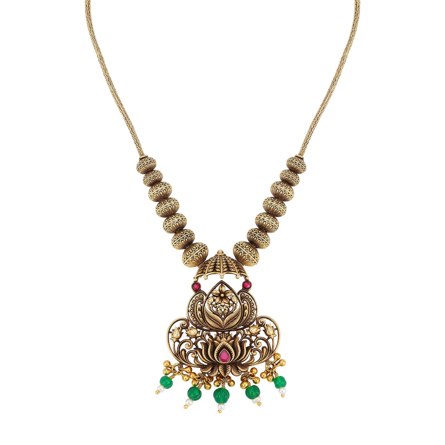 925 Sterling Silver Antique Lotus Necklace for Women