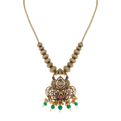 925 Sterling Silver Antique Lotus Necklace for Women