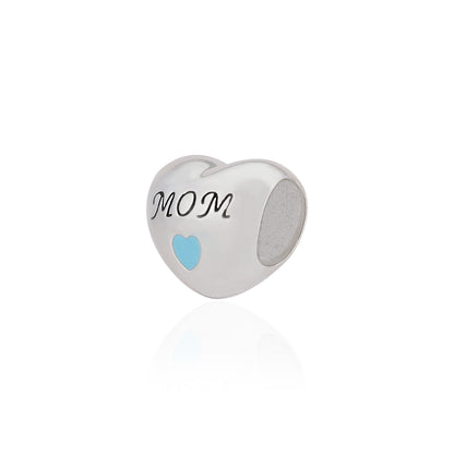 925 Sterling Silver Cherished Mother Heart Charm Pendant for Women