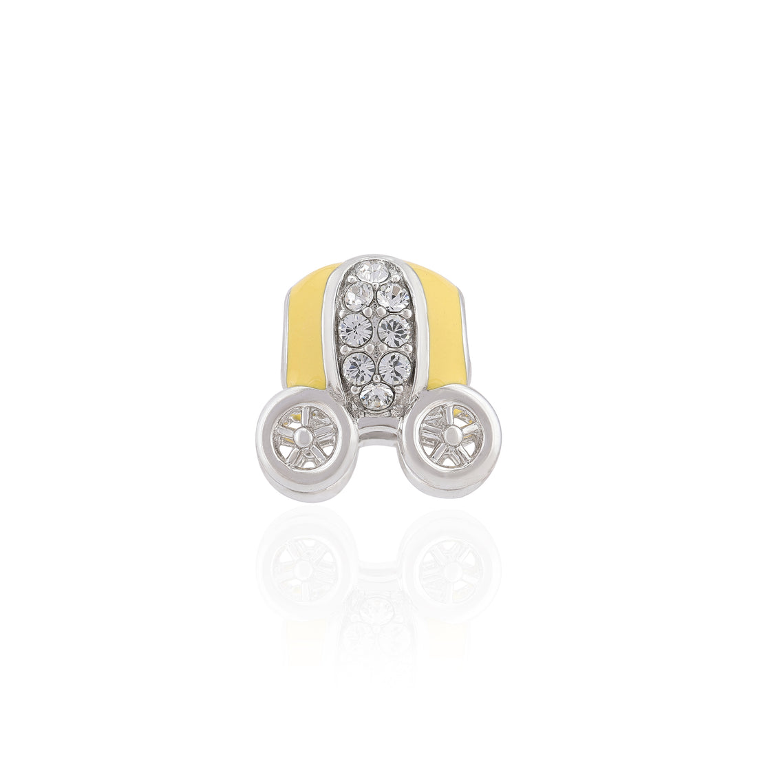 925 Sterling Silver Citrine Fantasy Carriage Charm Pendant for Women