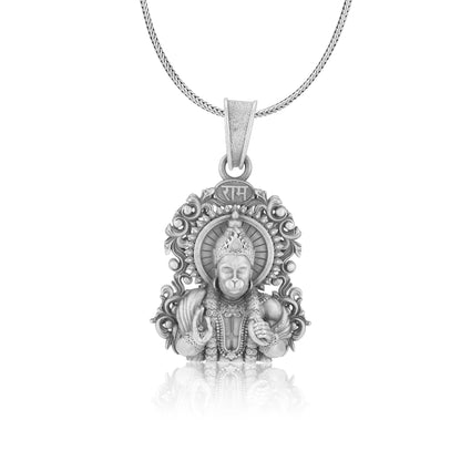 925 SterlingSilver Lord Hanuman Blessing Oxidised Pendant