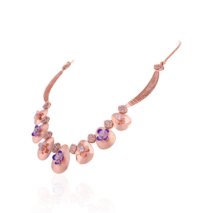 925 Sterling Silver Rosegold Plum Blossom Radiance Necklace For Women