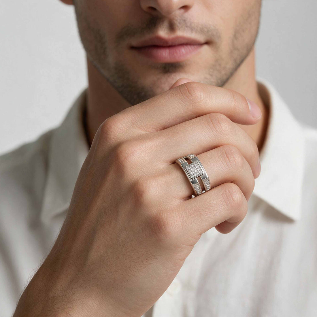 925 Sterling Silver Signet Statement Ring for Men