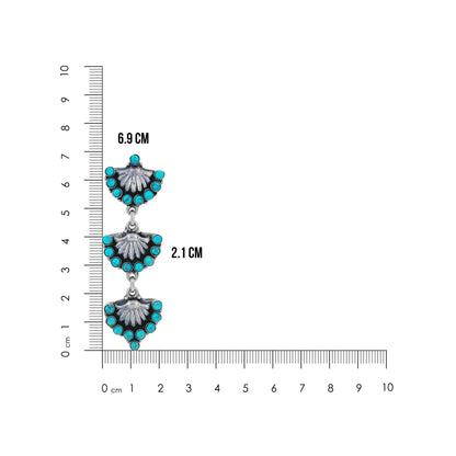 925 Sterling Silver Triple Fan Cluster Earrings for Women