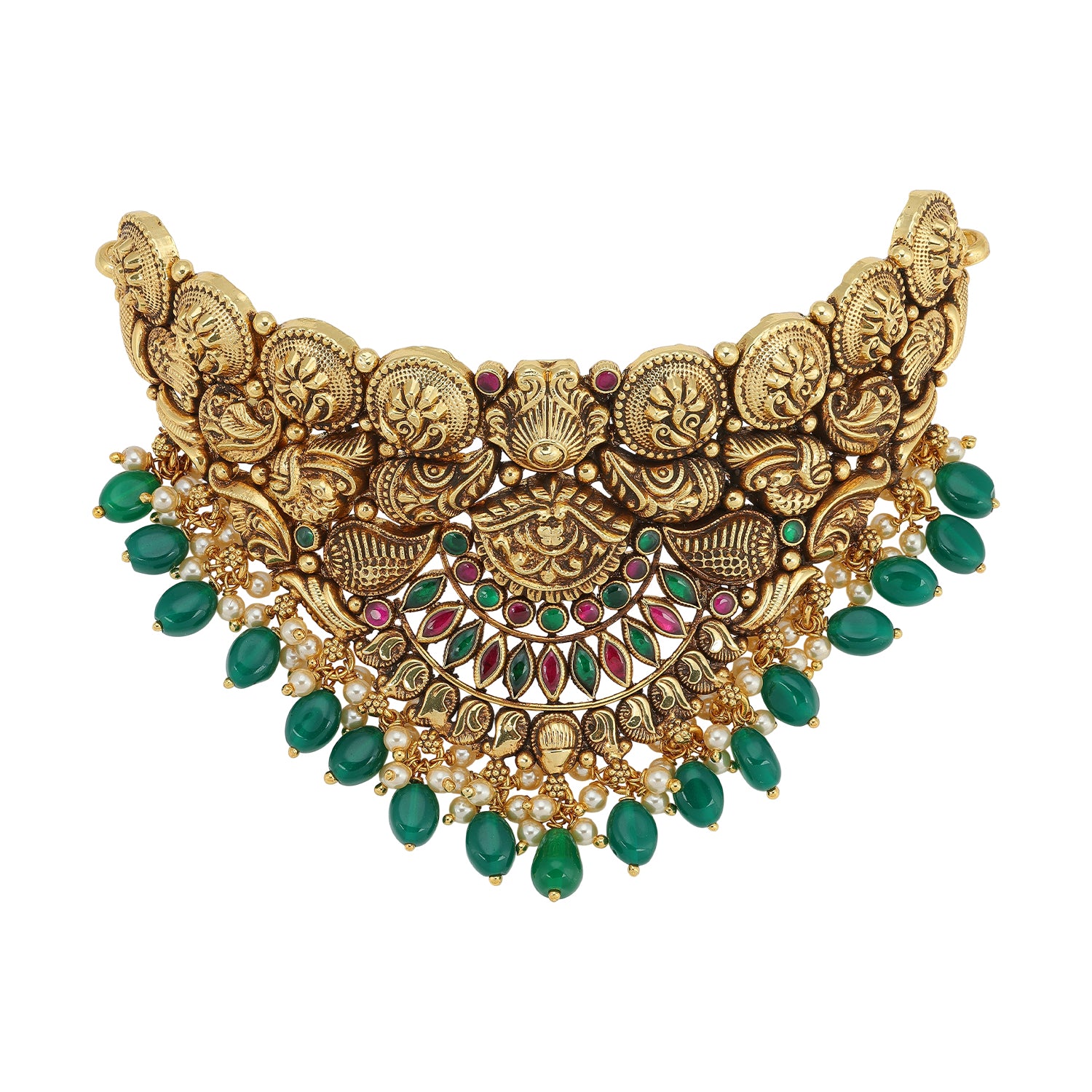 925 Sterling Silver 925 Sterling Silver Ornate Emerald Crown Necklace for Women