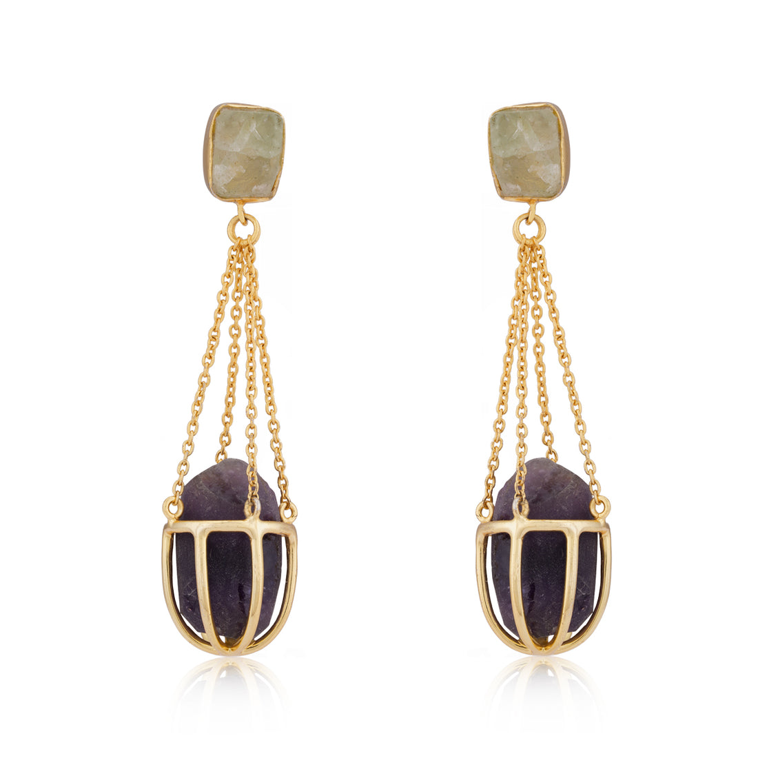 925 Sterling Silver Amethyst Fluorist Drop Earring