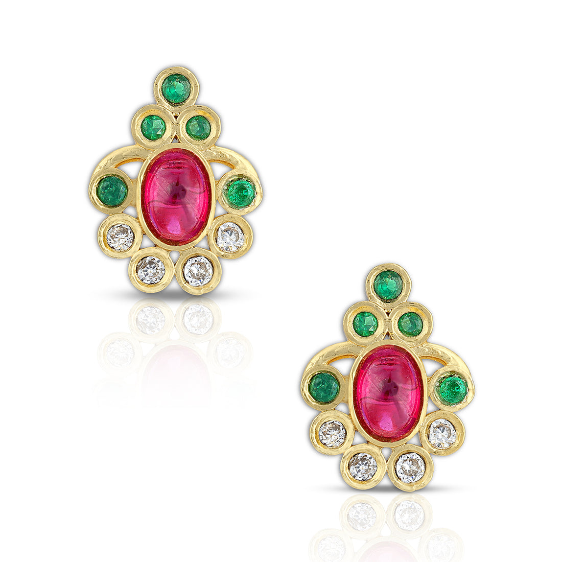 925 Sterling Silver Ancestral Ruby-Emerald Glow Earring for Women