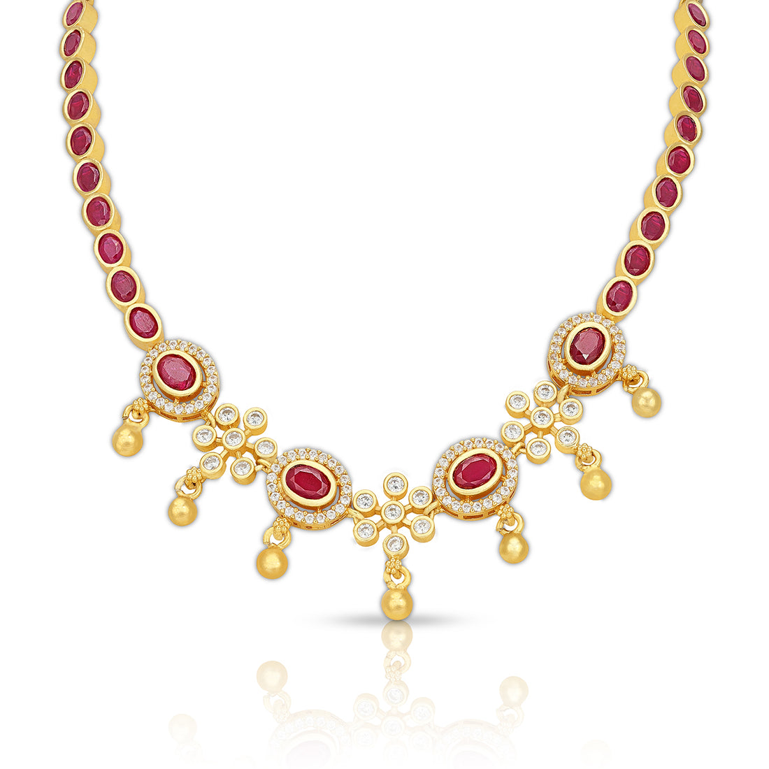 925 Sterling Silver Ancestral Ruby Crystal Drop Necklace for Women