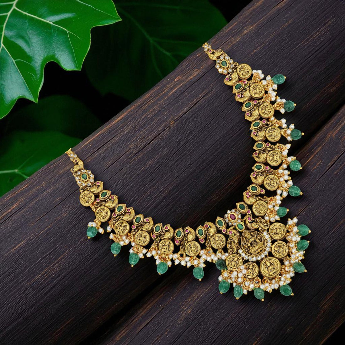 925 Sterling Silver Antique Lakshmi Coin Kundan Necklace for women