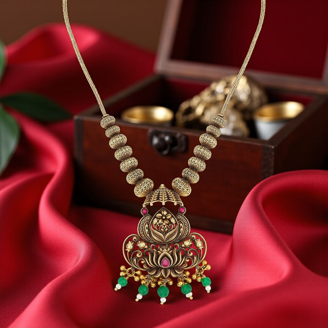 925 Sterling Silver Antique Lotus Necklace for Women