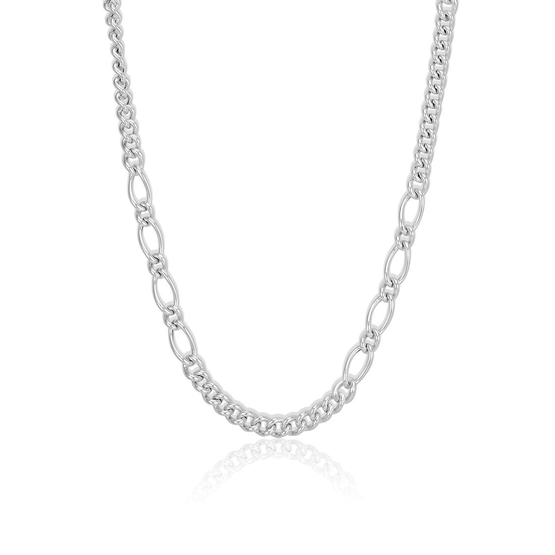 925 Sterling Silver Apex Fusion Figaro Chain for Men
