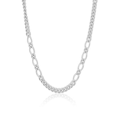925 Sterling Silver Apex Fusion Figaro Chain for Men