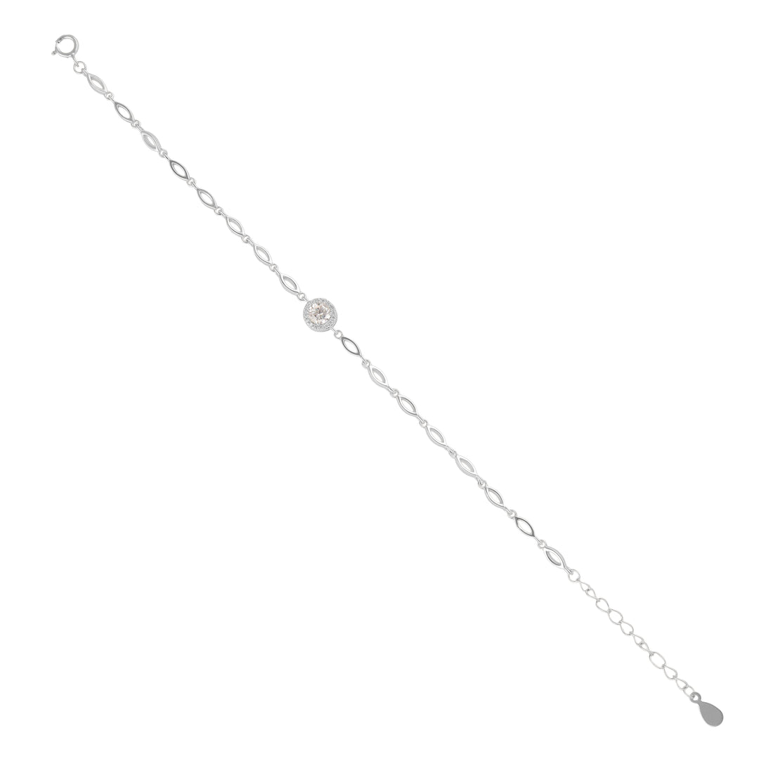 925 Sterling Silver April Month Circle Diamond Birthstone Bracelet For Women