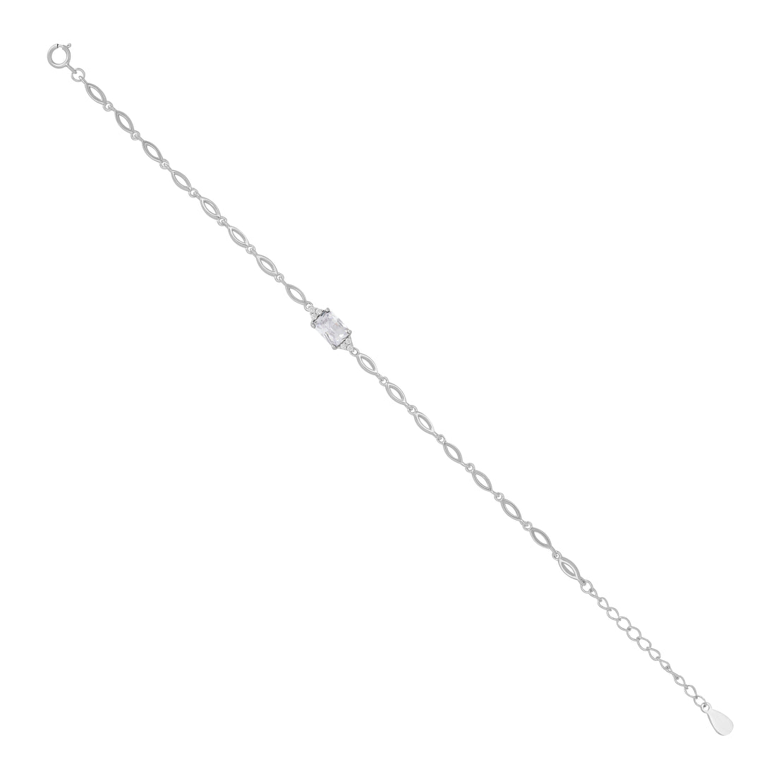 925 Sterling Silver April Month Sqaure Diamond Birthstone Bracelet For Women