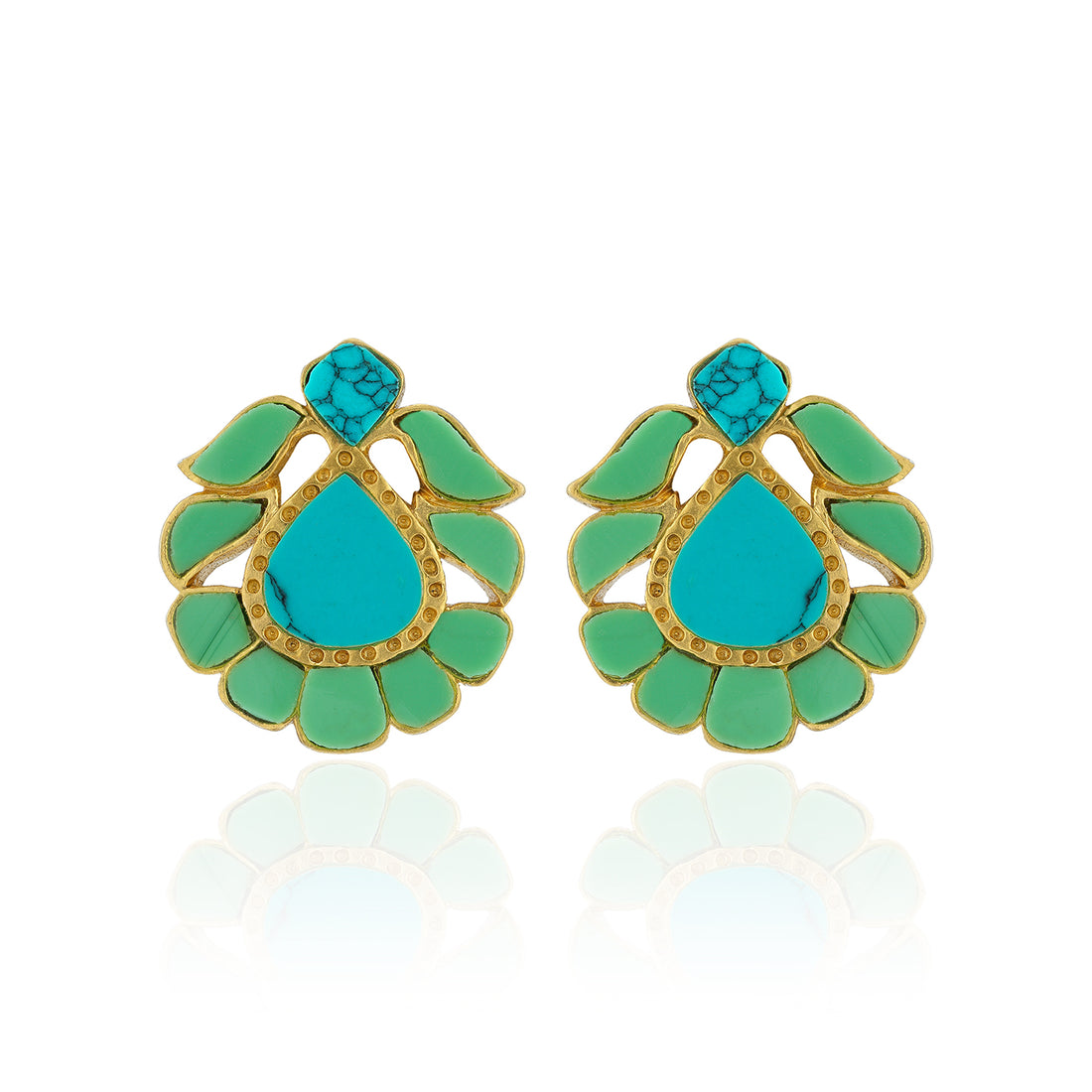 925 Sterling Silver Aqua Petal Harmony Earrings for Women