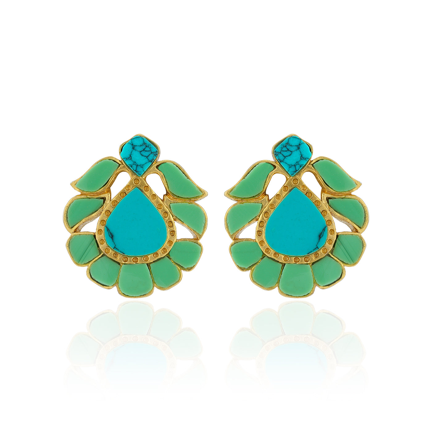 925 Sterling Silver Aqua Petal Harmony Earrings for Women