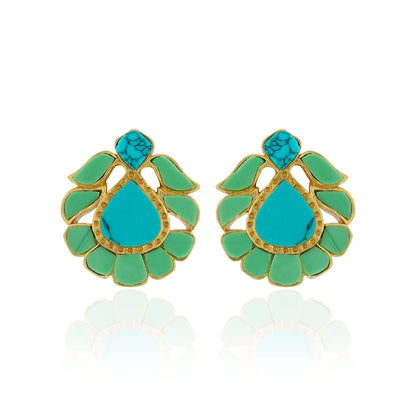 925 Sterling Silver Aqua Petal Harmony Earrings for Women
