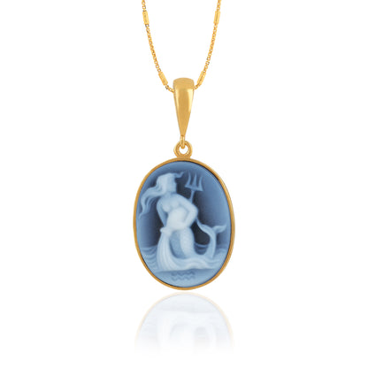 925 Sterling Silver Aquarius Zodiac Agate Gold Plated Pendant for Men and Women