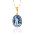 925 Sterling Silver Aquarius Zodiac Agate Gold Plated Pendant for Men and Women
