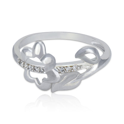 925 Sterling Silver Artistic Floral Cutout Ring for Women