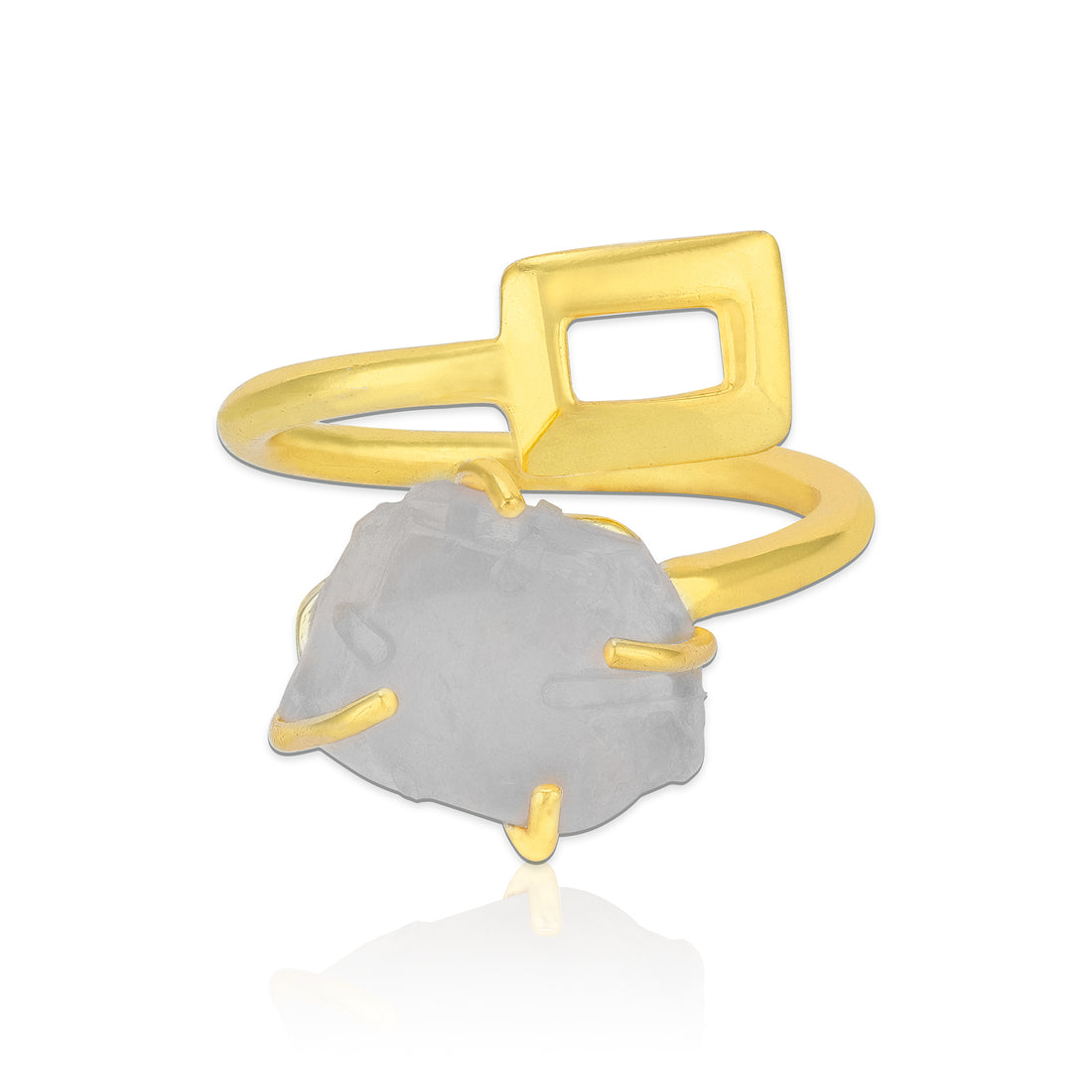 925 Sterling Silver Artistic Open Rose Quartz Rings for Women