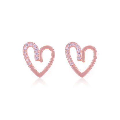 925 Sterling Silver Asymmetric Heart Stone Earrings for Women