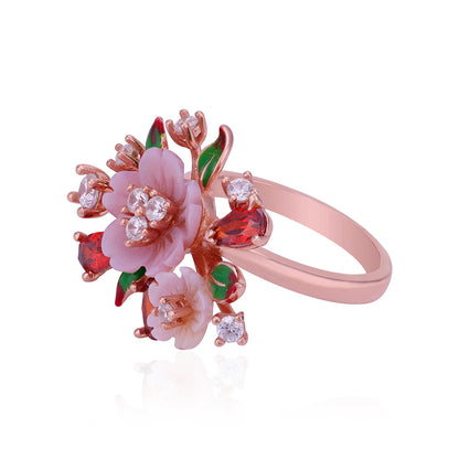 925 Sterling Silver Aurora Petal Embrace Ring for Women