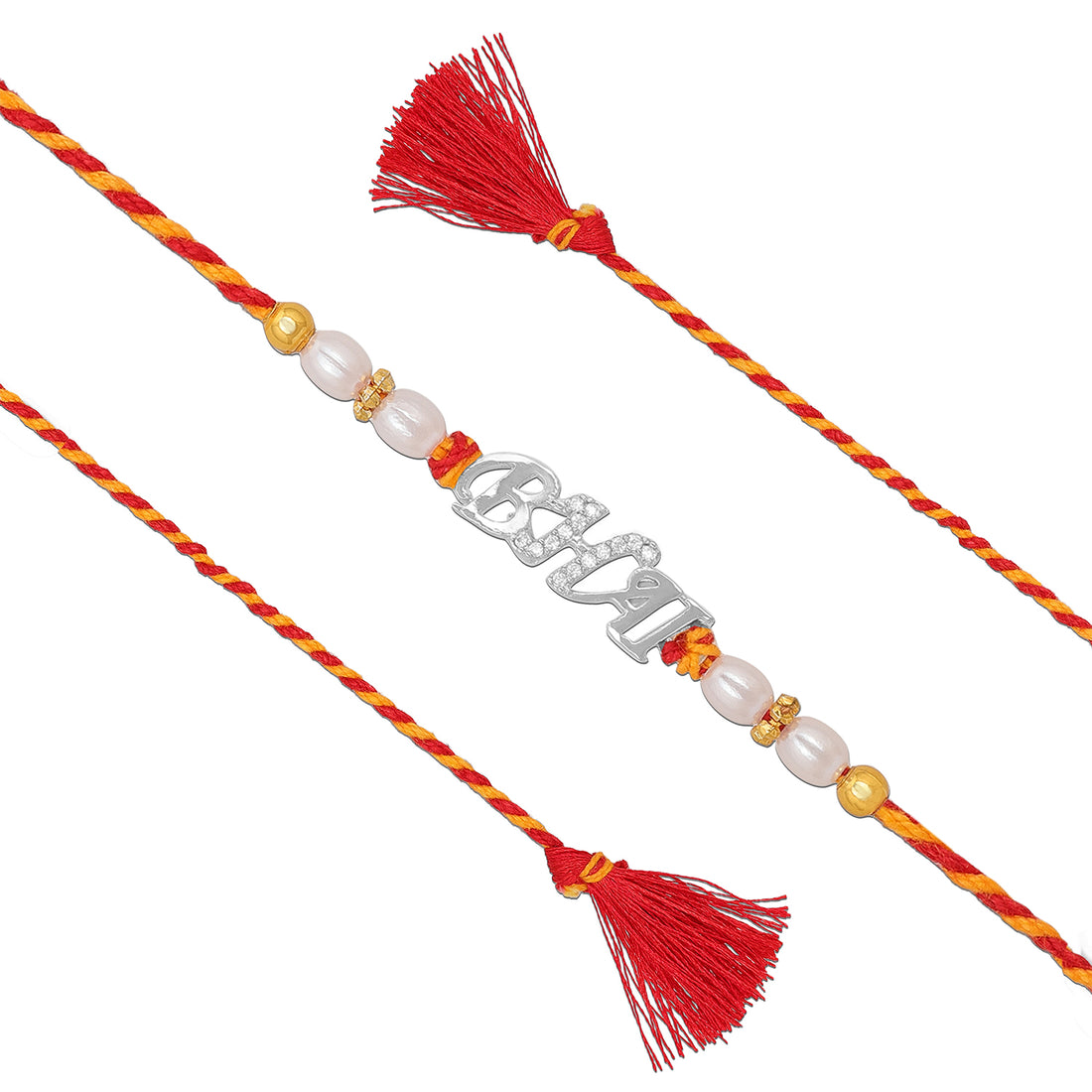 925 Sterling Silver Bhai Enshrined In Glowing Silver Arc Rakhi Bracelet For Brother