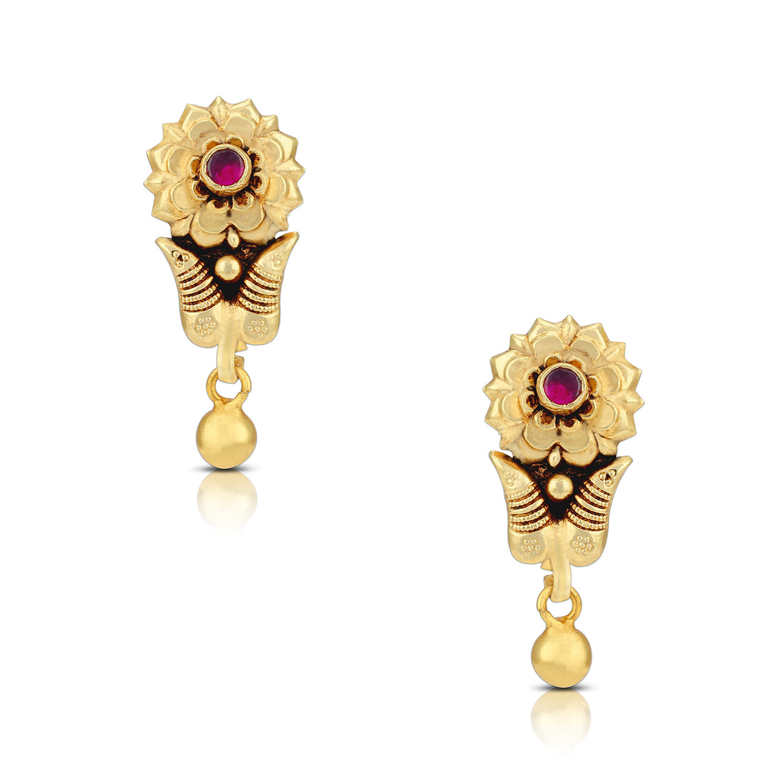 925 Sterling Silver Blooming Floral Red Earring for Women
