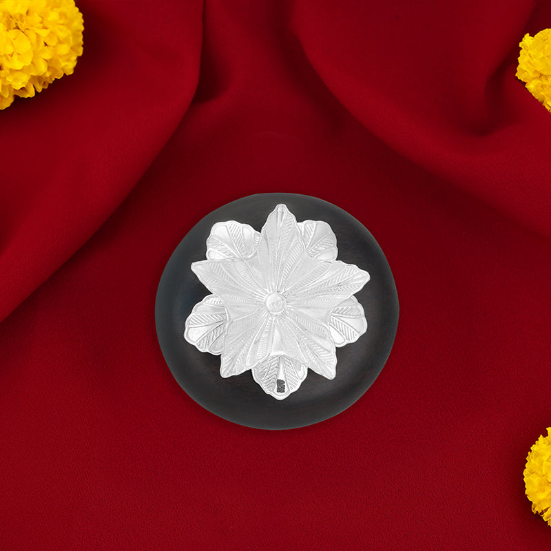 925 Sterling Silver Blooming Lamp With Rosewood Base For Pooja