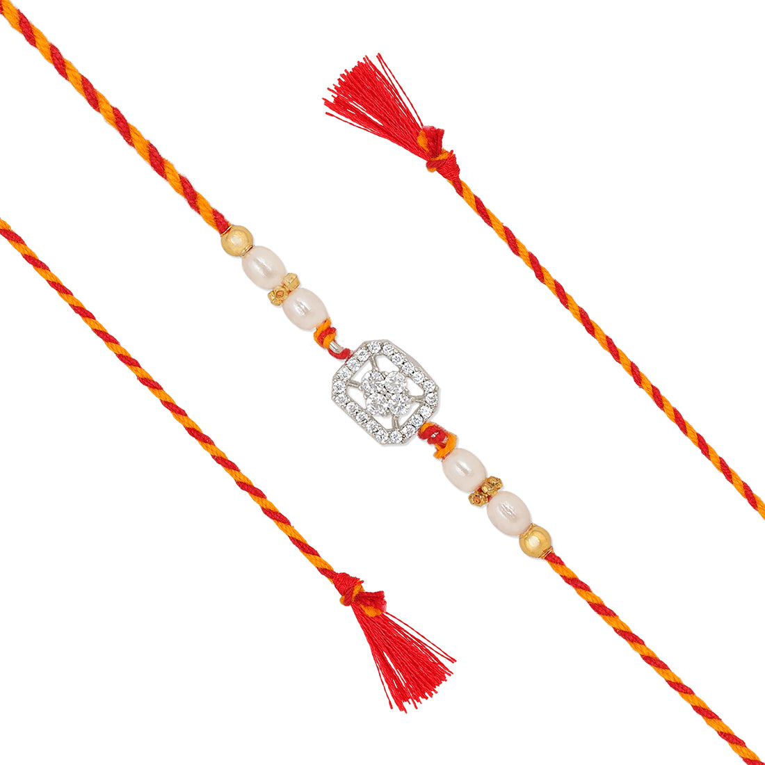 925 Sterling Silver Blooming Light Filigree Square  Rakhi Bracelet For Brother
