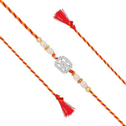 925 Sterling Silver Blooming Light Filigree Square  Rakhi Bracelet For Brother