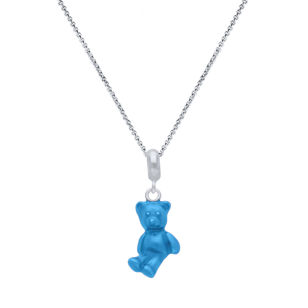 925 Sterling Silver Blue Bear Pendant For Kids